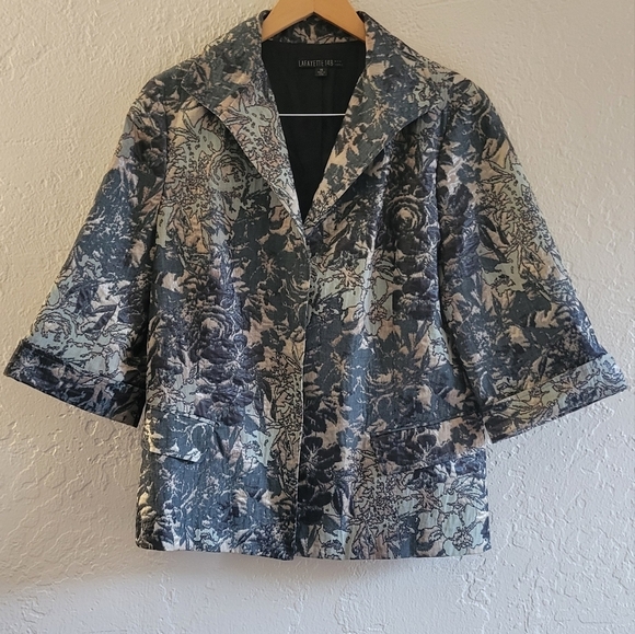 Lafayette 148 New York Metallic Brocade Blazer Jacket Size 14 - Picture 1 of 7